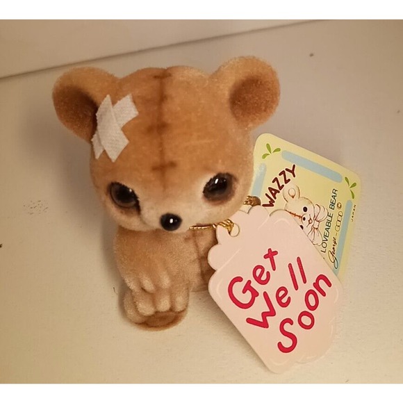 Josef Originals Fuzzy Wuzzy 2” Bear Bandaid Get Well Soon Vtg Figurine Japan - Picture 10 of 11